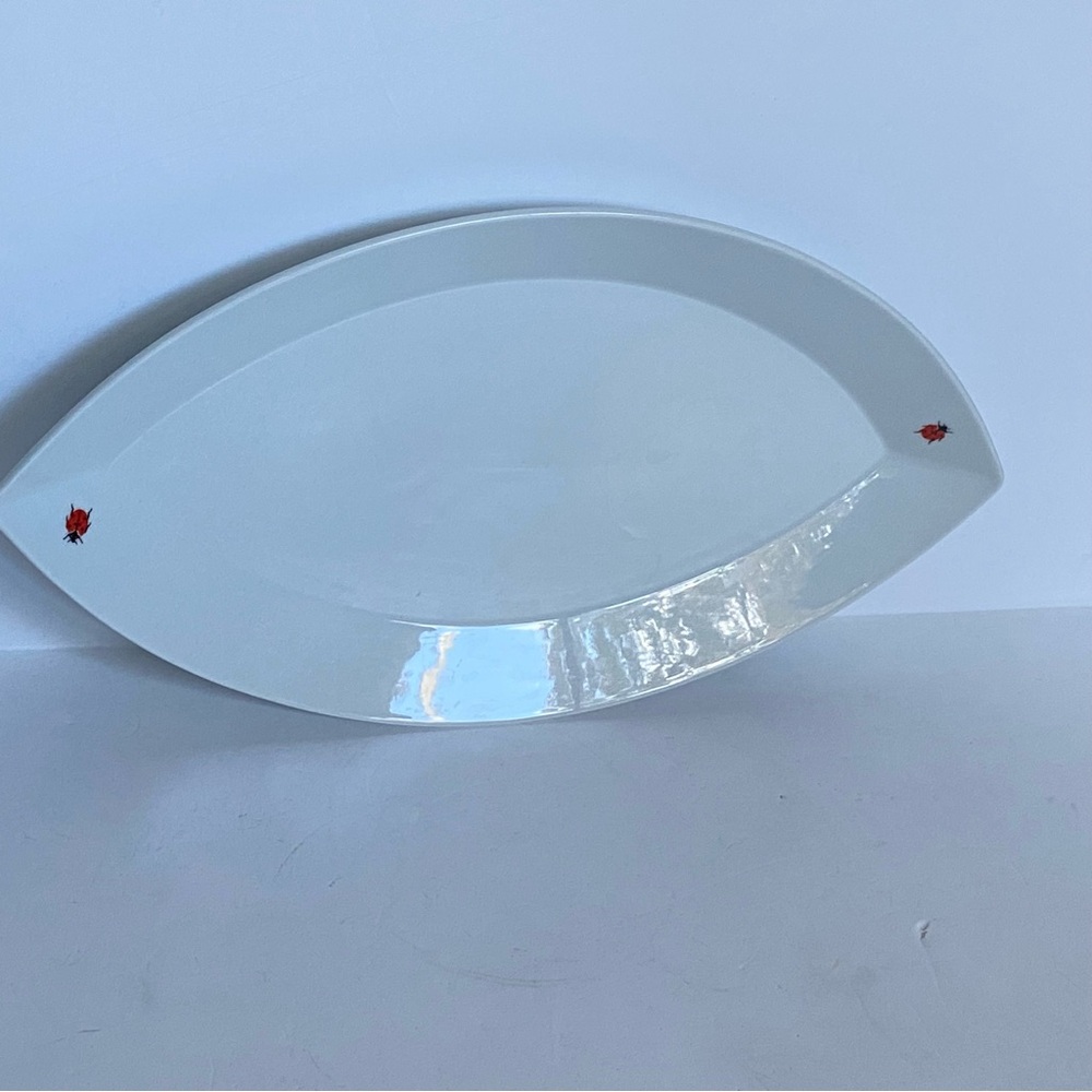 William Sonoma Fortessa Platter Ladybug Plate Appetizer 15” X 8.5” White Germany